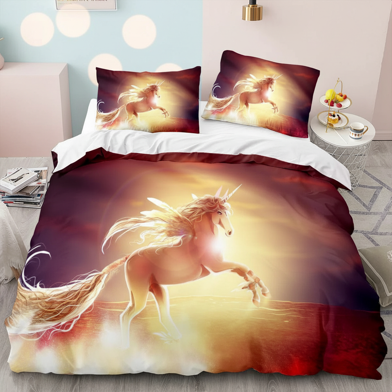 golden sunset unicorn bedding - lifestyle