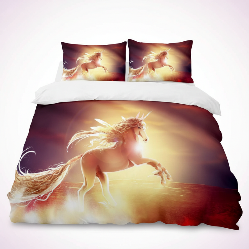 golden sunset unicorn bedding - white-bg
