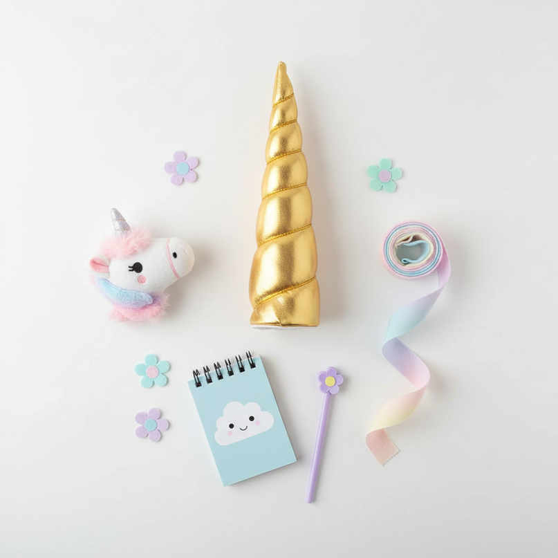golden unicorn headband - flat-lay