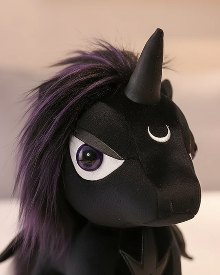 gothic black unicorn plush - detail