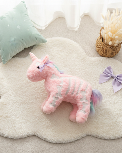 gothic unicorn plush - flat-lay