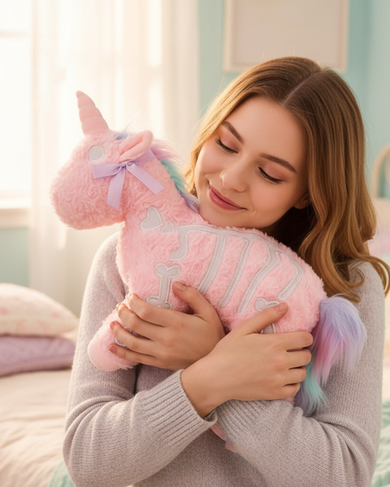 gothic unicorn plush - in-use