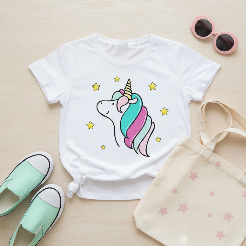 graphic unicorn shirt - flat-lay