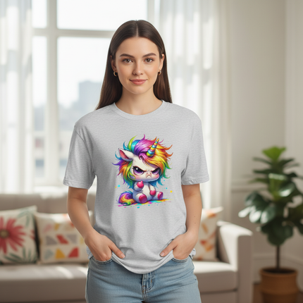 gray cartoon unicorn shirt - lifestyle