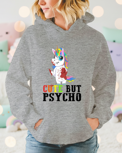 gray cute but psycho hoodie - lifestyle