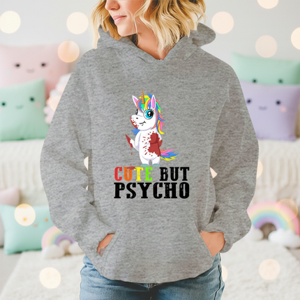gray cute but psycho hoodie - lifestyle