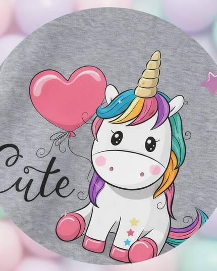 gray cute unicorn hoodie children - detail
