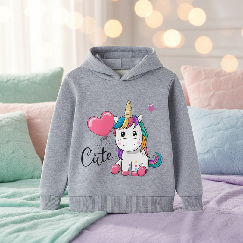 gray cute unicorn hoodie children - lifestyle