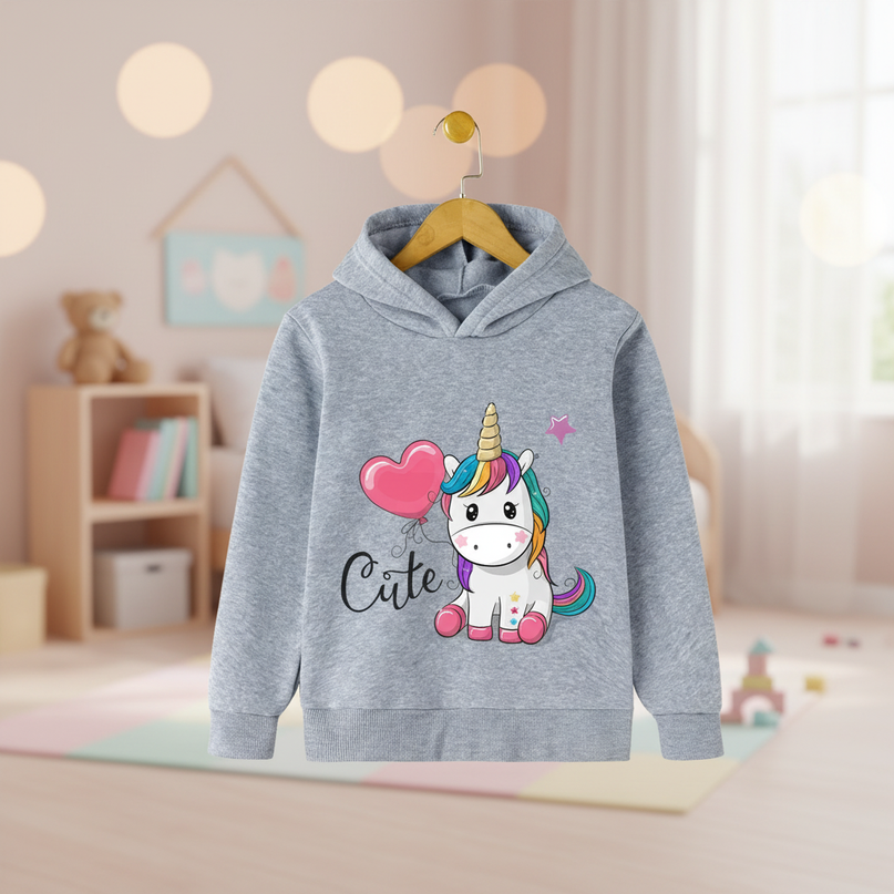 gray unicorn balloon hoodie kids - lifestyle