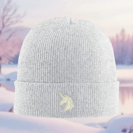 gray unicorn beanie - lifestyle