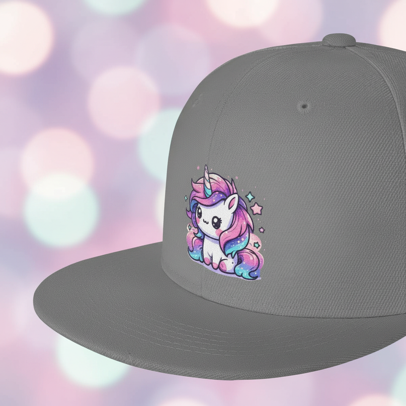 gray unicorn hat - detail