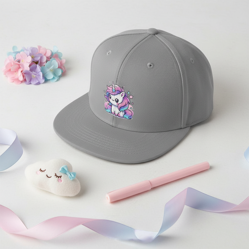 gray unicorn hat - flat-lay