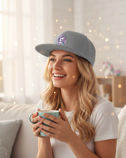 gray unicorn hat - in-use