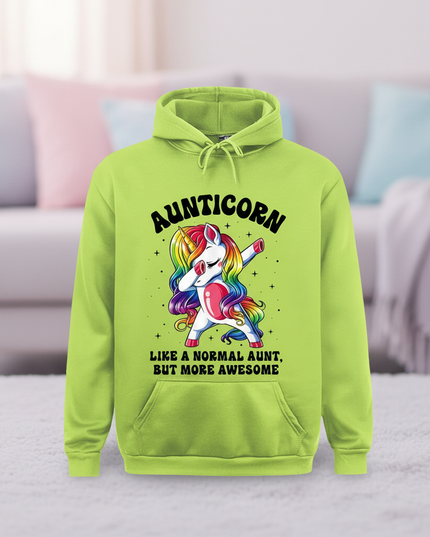 green aunt unicorn hoodie - lifestyle