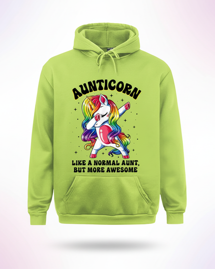 green aunt unicorn hoodie - white-bg
