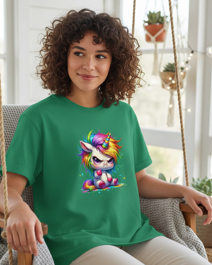 green cartoon unicorn shirt - lifestyle