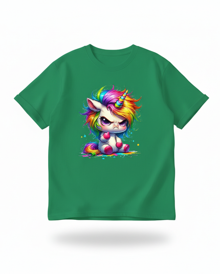 green cartoon unicorn shirt - white-bg