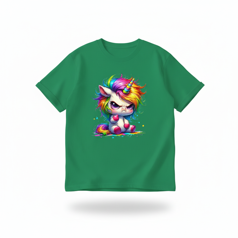 green cartoon unicorn shirt - white-bg