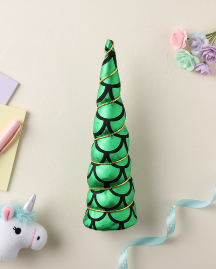green mermaid unicorn horn - flat-lay