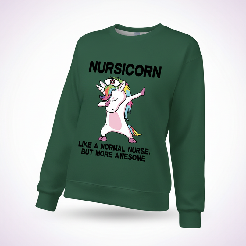 green nursicorn sweater - white-bg