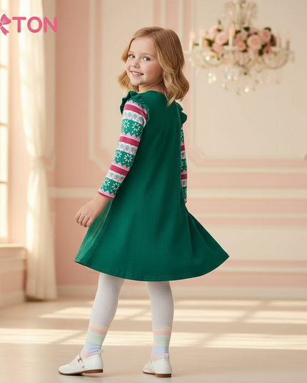 green unicorn christmas dress - back