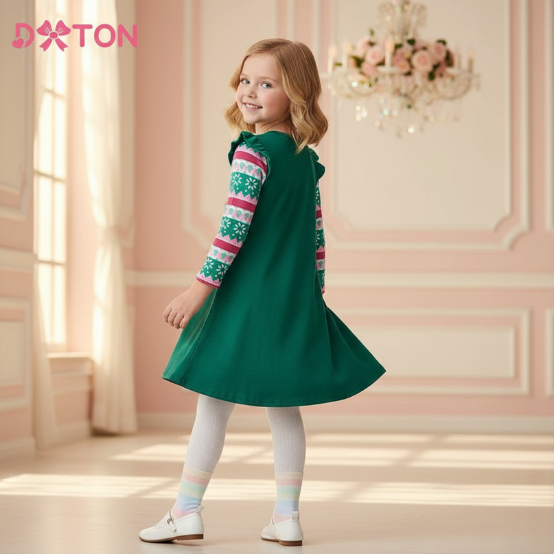 green unicorn christmas dress - back