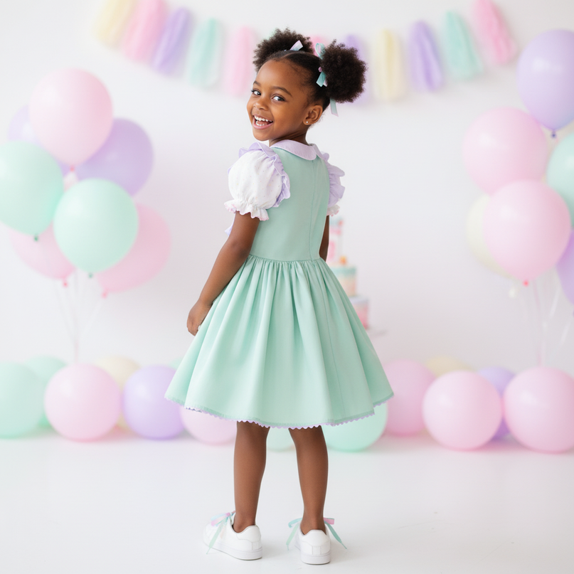 green unicorn dress - back