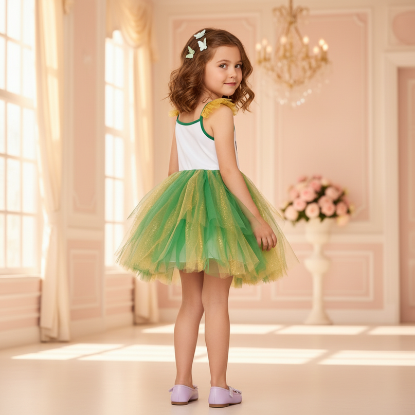 green unicorn glitter tutu dress - back
