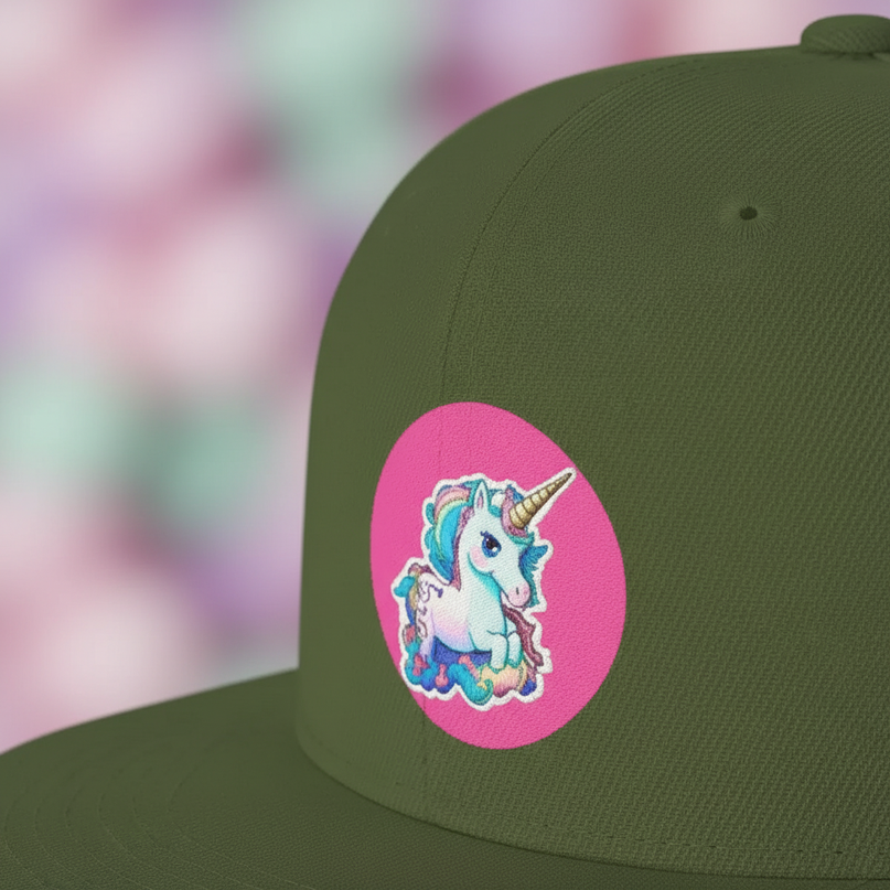 green unicorn hat - detail