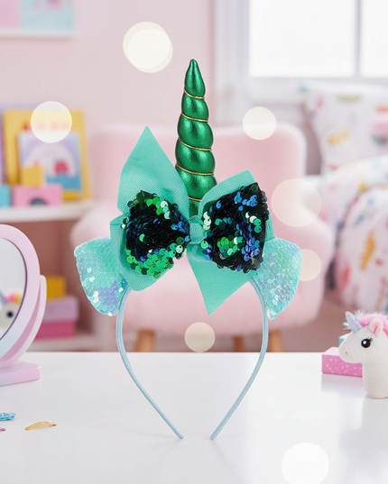 green unicorn headband for kids - lifestyle