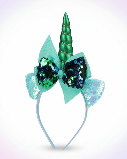 green unicorn headband for kids - white-bg