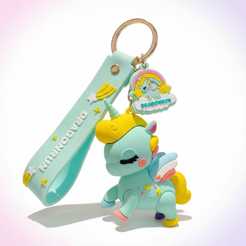 green unicorn keychain - white-bg