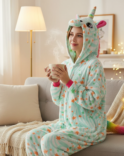 green unicorn onesie - lifestyle