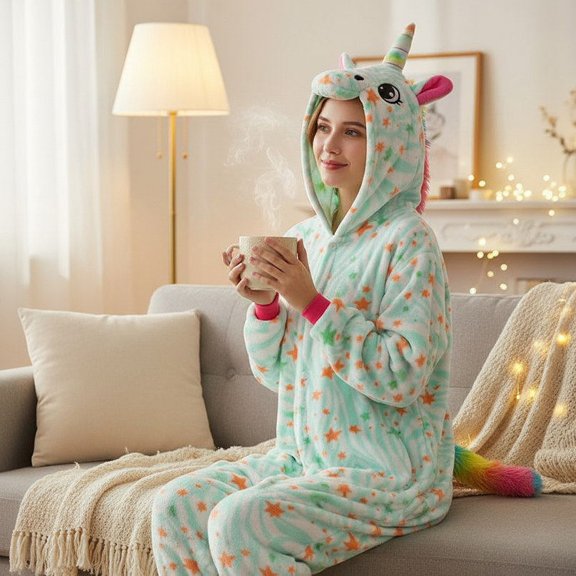green unicorn onesie - lifestyle