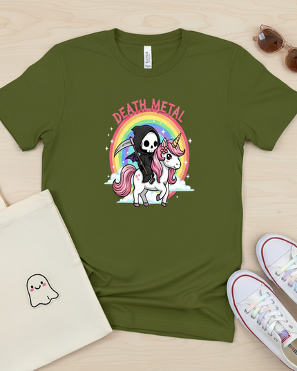 green unicorn shirt - flat-lay