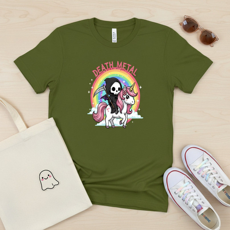 green unicorn shirt - flat-lay