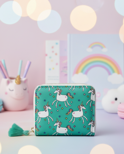green unicorn wallet - lifestyle