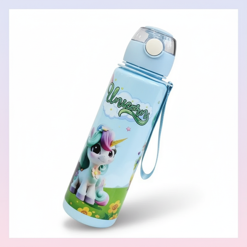 green unicorn water bottle - white-bg
