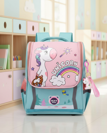 green unicorn waterproof school backpack - lifestyle