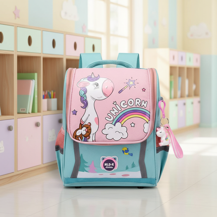 green unicorn waterproof school backpack - lifestyle
