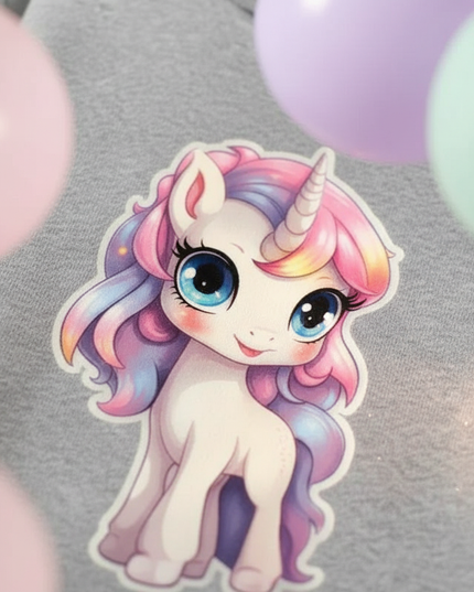 grey unicorn hoodie set - detail