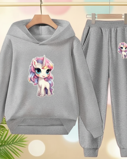 grey unicorn hoodie set - lifestyle