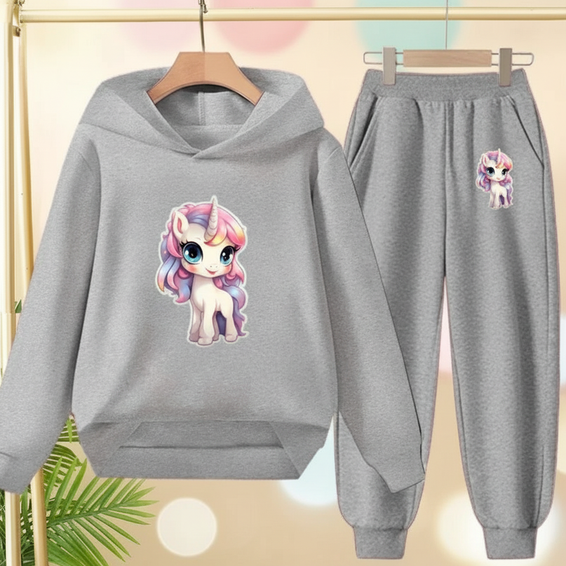 grey unicorn hoodie set - lifestyle