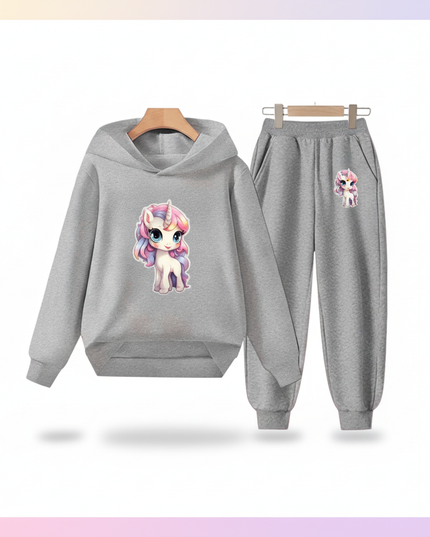 grey unicorn hoodie set - white-bg