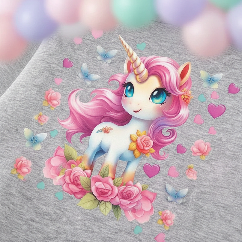 grey unicorn zip hoodie girls - detail