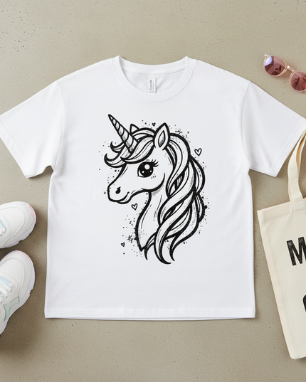 grunge unicorn shirt - flat-lay