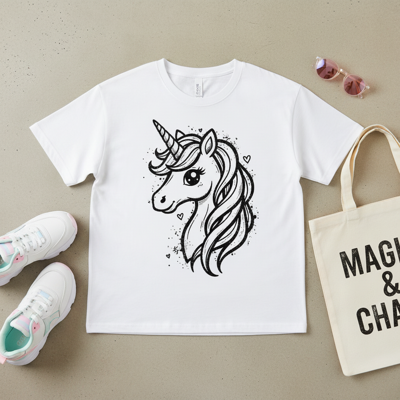 grunge unicorn shirt - flat-lay