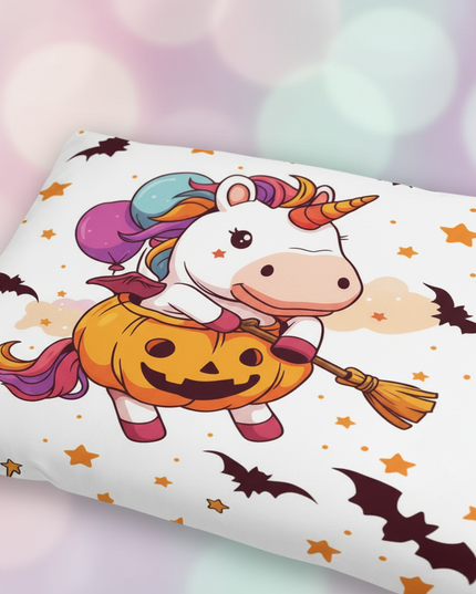 halloween pumpkin unicorn bedding - detail