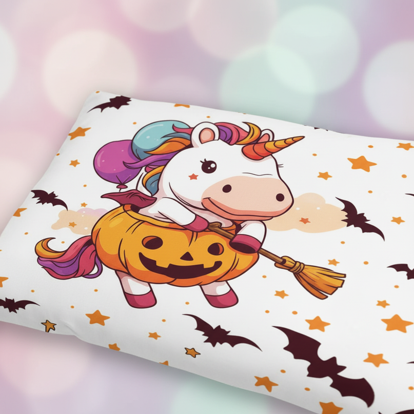 halloween pumpkin unicorn bedding - detail