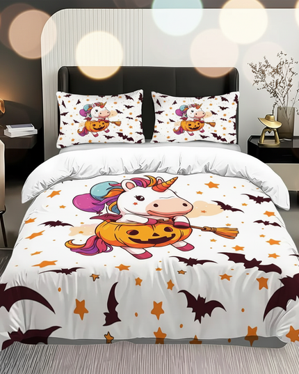 halloween pumpkin unicorn bedding - lifestyle
